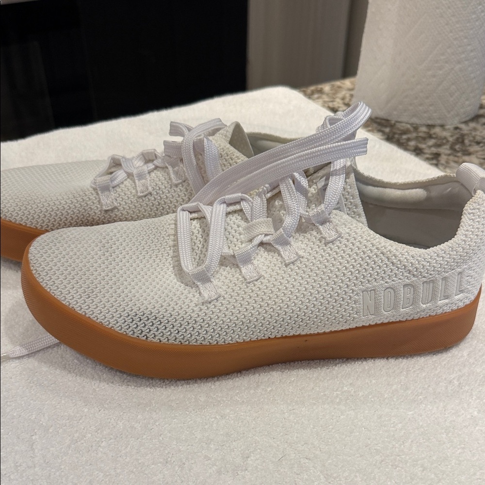 NOBULL White Knit Trainer with Gum-Style Sole